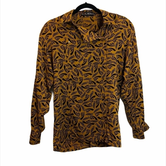 Escada Vintage Button Up Golden Yellow Blouse 34 - Picture 1 of 16